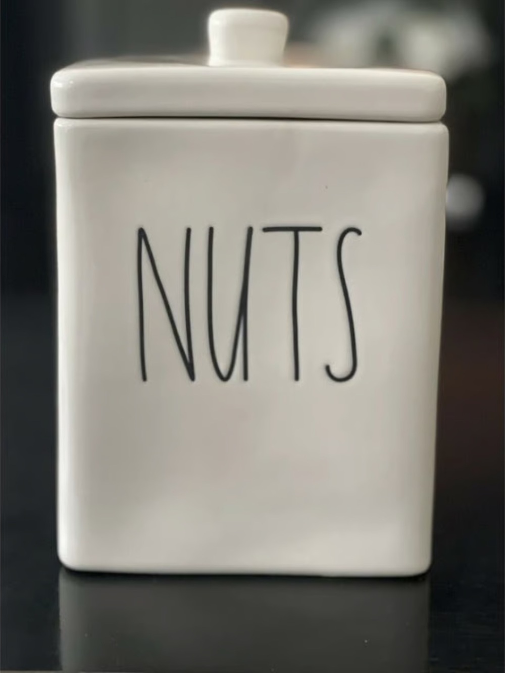 Rae Dunn nuts square canister